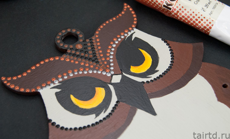 Игрушка «Сова-дергунчик» с точечной росписью Игрушка «Сова-дергунчик» с точечной росписью