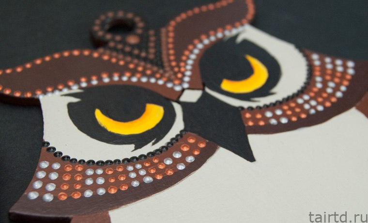 Игрушка «Сова-дергунчик» с точечной росписью Игрушка «Сова-дергунчик» с точечной росписью