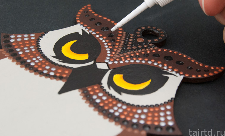 Игрушка «Сова-дергунчик» с точечной росписью Игрушка «Сова-дергунчик» с точечной росписью