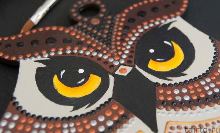 Игрушка «Сова-дергунчик» с точечной росписью Игрушка «Сова-дергунчик» с точечной росписью