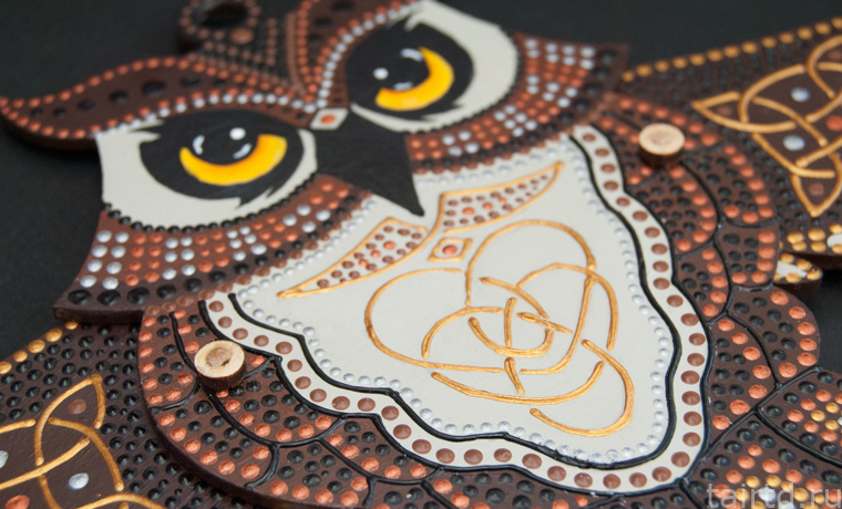 Игрушка «Сова-дергунчик» с точечной росписью Игрушка «Сова-дергунчик» с точечной росписью