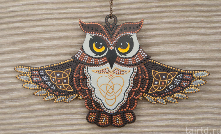 Игрушка «Сова-дергунчик» с точечной росписью Игрушка «Сова-дергунчик» с точечной росписью