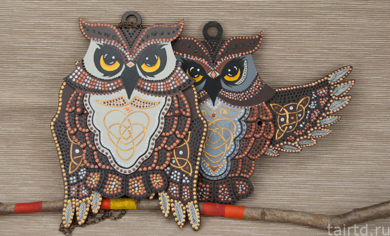 Игрушка «Сова-дергунчик» с точечной росписью Игрушка «Сова-дергунчик» с точечной росписью