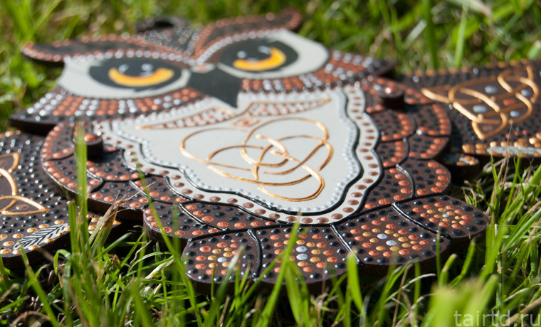 Игрушка «Сова-дергунчик» с точечной росписью Игрушка «Сова-дергунчик» с точечной росписью