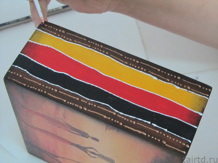 Делаем короб для чая «Яркая Африка». Декупаж и точечная роспись. Делаем короб для чая «Яркая Африка». Декупаж и точечная роспись.