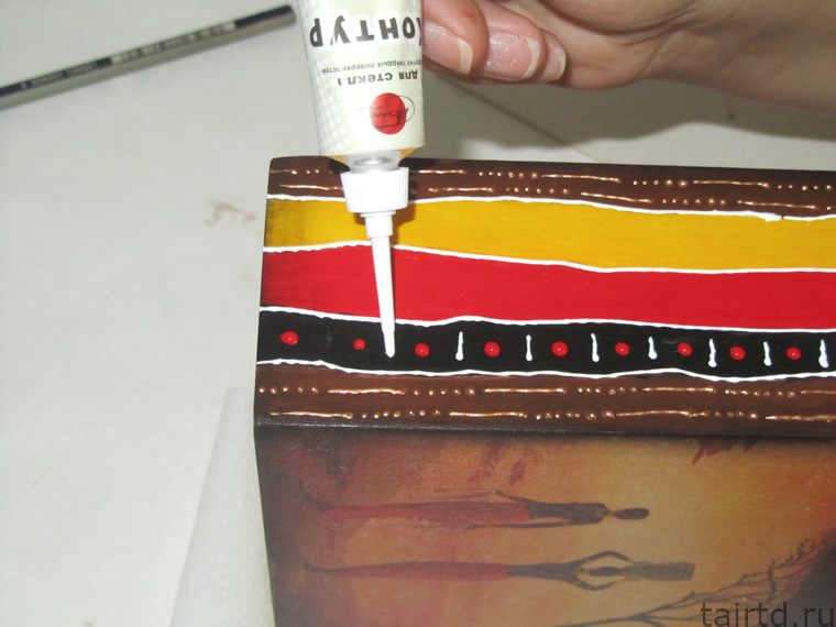 Делаем короб для чая «Яркая Африка». Декупаж и точечная роспись. Делаем короб для чая «Яркая Африка». Декупаж и точечная роспись.