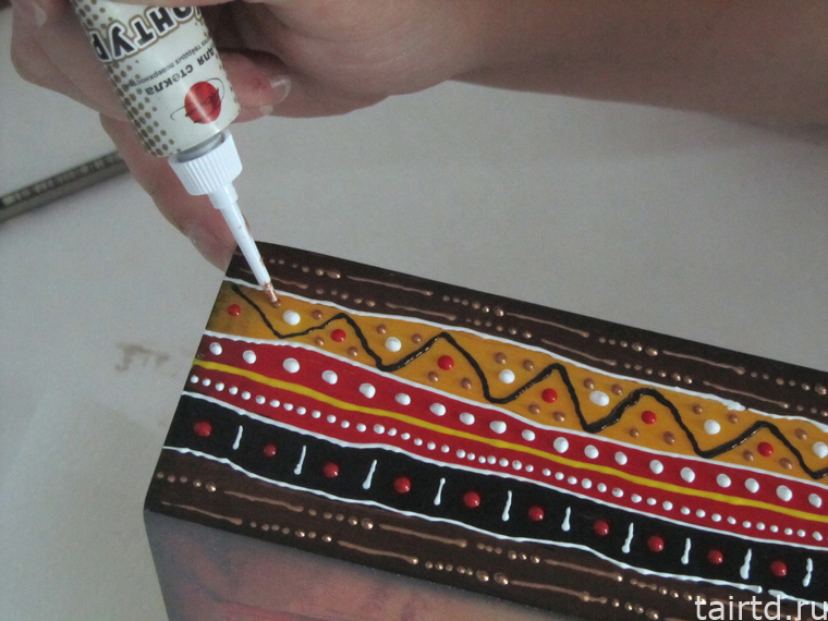 Делаем короб для чая «Яркая Африка». Декупаж и точечная роспись. Делаем короб для чая «Яркая Африка». Декупаж и точечная роспись.