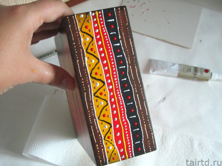 Делаем короб для чая «Яркая Африка». Декупаж и точечная роспись. Делаем короб для чая «Яркая Африка». Декупаж и точечная роспись.