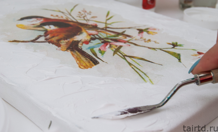 Панно с декупажем и рельефной пастой Панно с декупажем и рельефной пастой